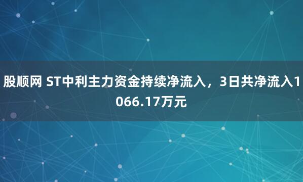 股顺网 ST中利主力资金持续净流入，3日共净流入1066.17万元