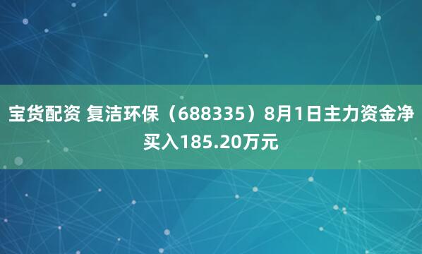 宝货配资 复洁环保（688335）8月1日主力资金净买入185.20万元
