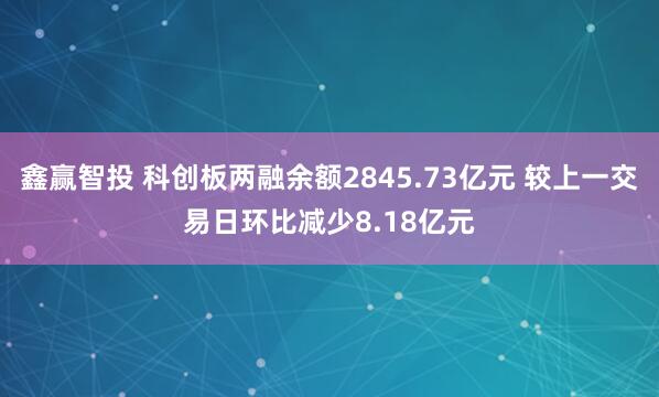 鑫赢智投 科创板两融余额2845.73亿元 较上一交易日环比减少8.18亿元